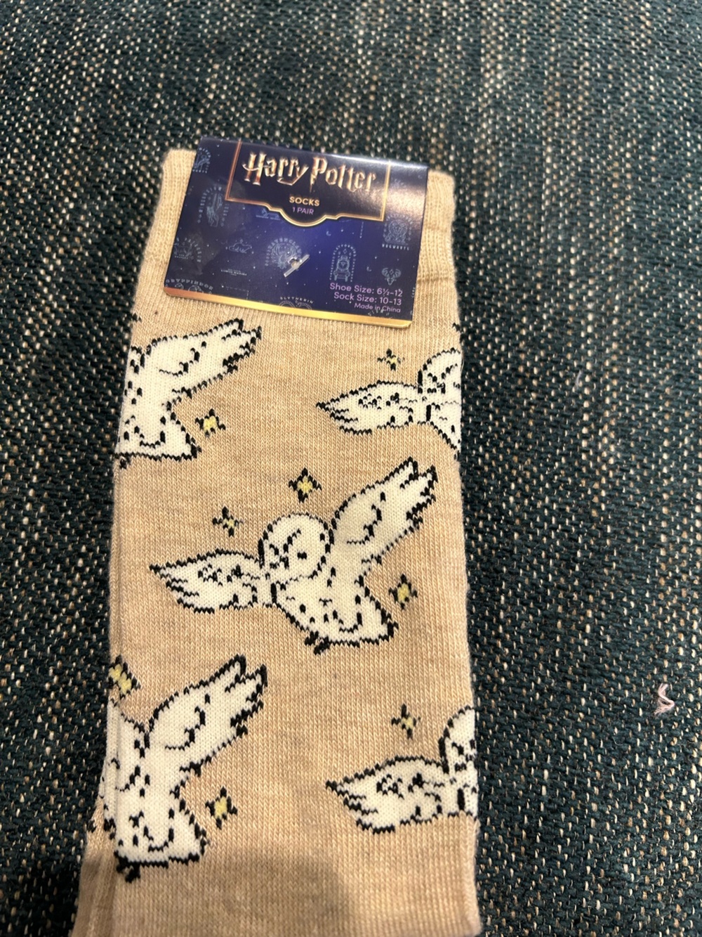 Beige Bunny Print Knit Socks - Women